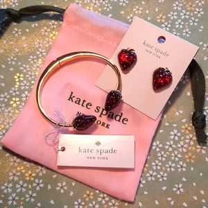 Kate Spade Strawberry Picnic Perfect Bracelet and Earing Set